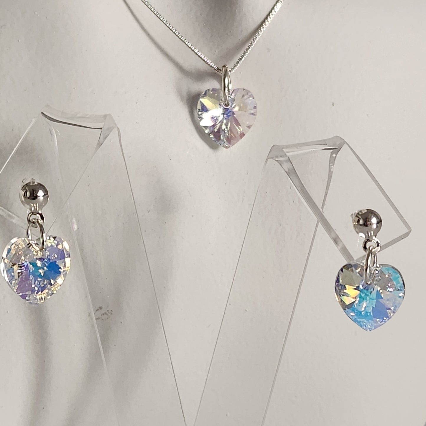 Conjunto Aros + Corazón 10mm Cristal Swarovski Elements Plata 925