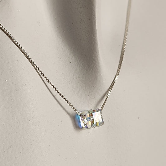 Collar Dije Cubo 4mm Cristal Swarovski Elements plata 925