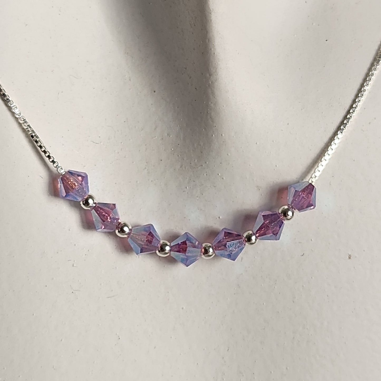 Collar Cadena Veneciana Cristal Swarovski Elements Plata 925 Varios Colores