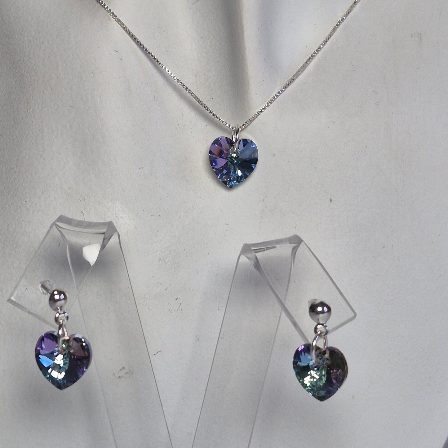 Conjunto Aros + Corazón 10mm Cristal Swarovski Elements Plata 925
