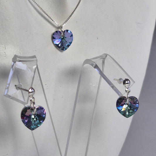 Conjunto Aros + Corazón 10mm Cristal Swarovski Elements Plata 925