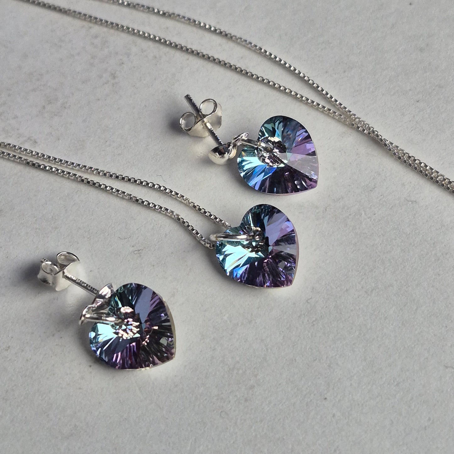 Conjunto Aros + Corazón 10mm Cristal Swarovski Elements Plata 925