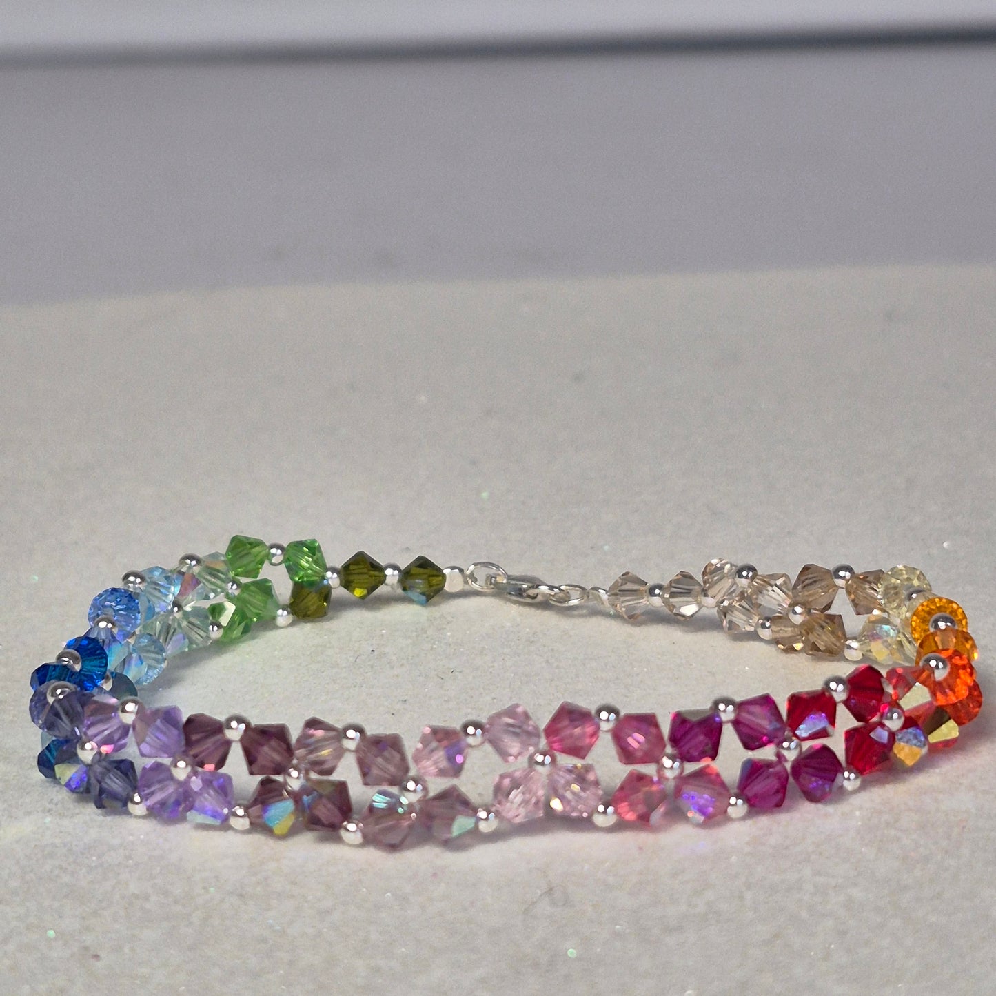 Pulsera Abundancia Cristal Swarovski Elements 4mm Plata 925 Colores