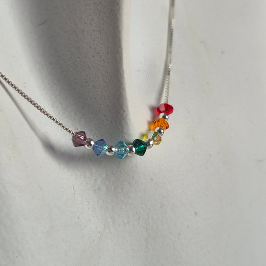 Collar Cadena Veneciana Cristal Swarovski Elements Plata 925 Varios Colores