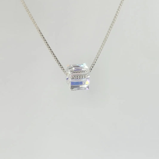 Collar Dije Cubo 6mm Cristal Swarovski Elements plata 925