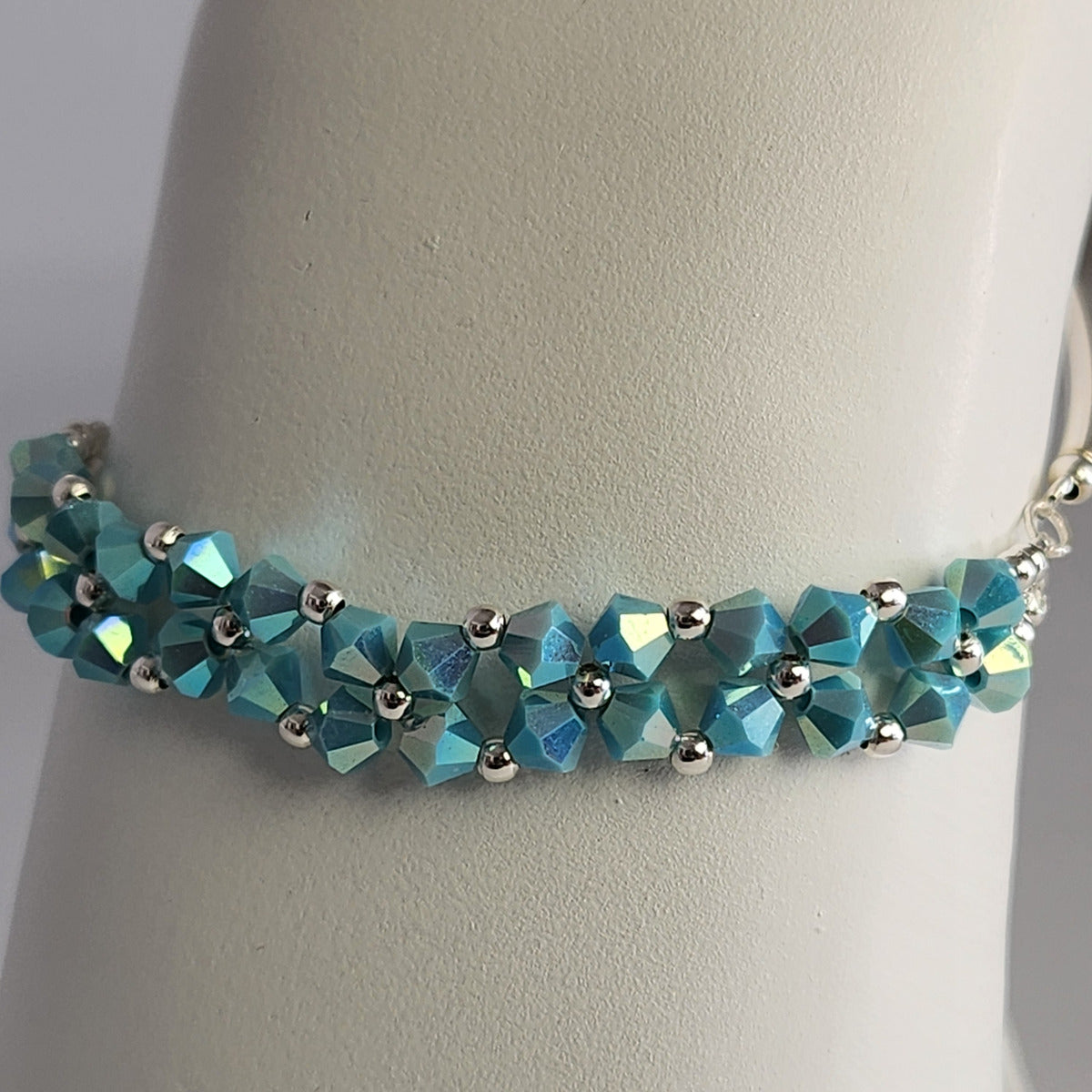 Pulsera FLOR Cristales Swarovski Elements 4mm Plata 925 Varios Colores