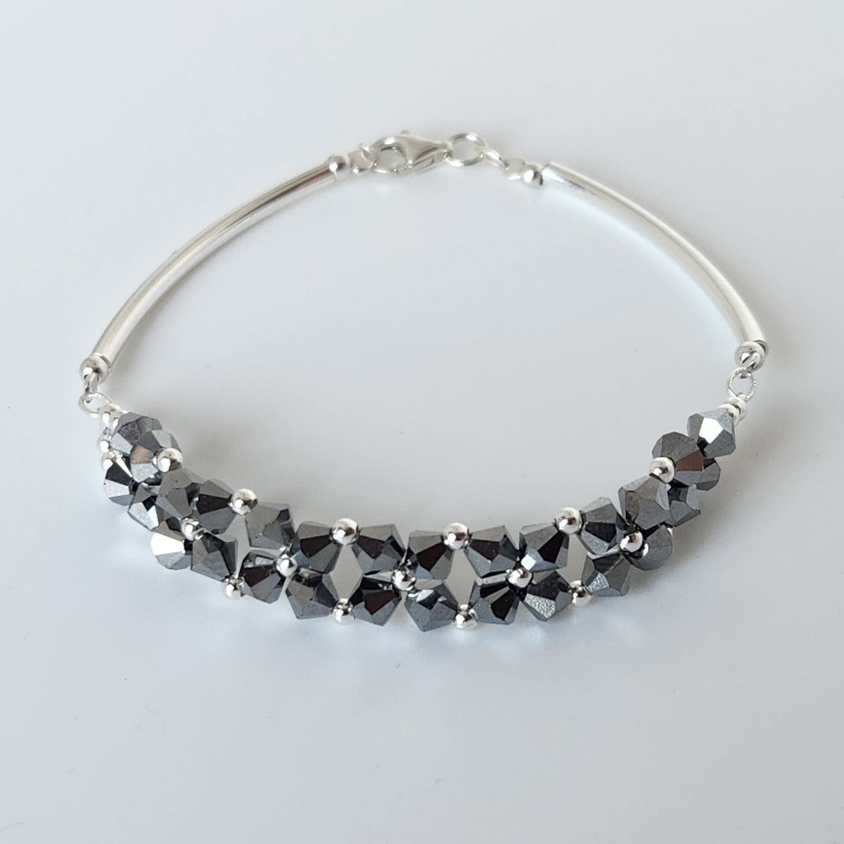 Pulsera FLOR Cristales Swarovski Elements 4mm Plata 925 Varios Colores