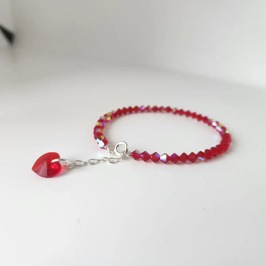 Pulsera Cristal Swarovski Elements Dije Corazon 4mm Todos Los Colores