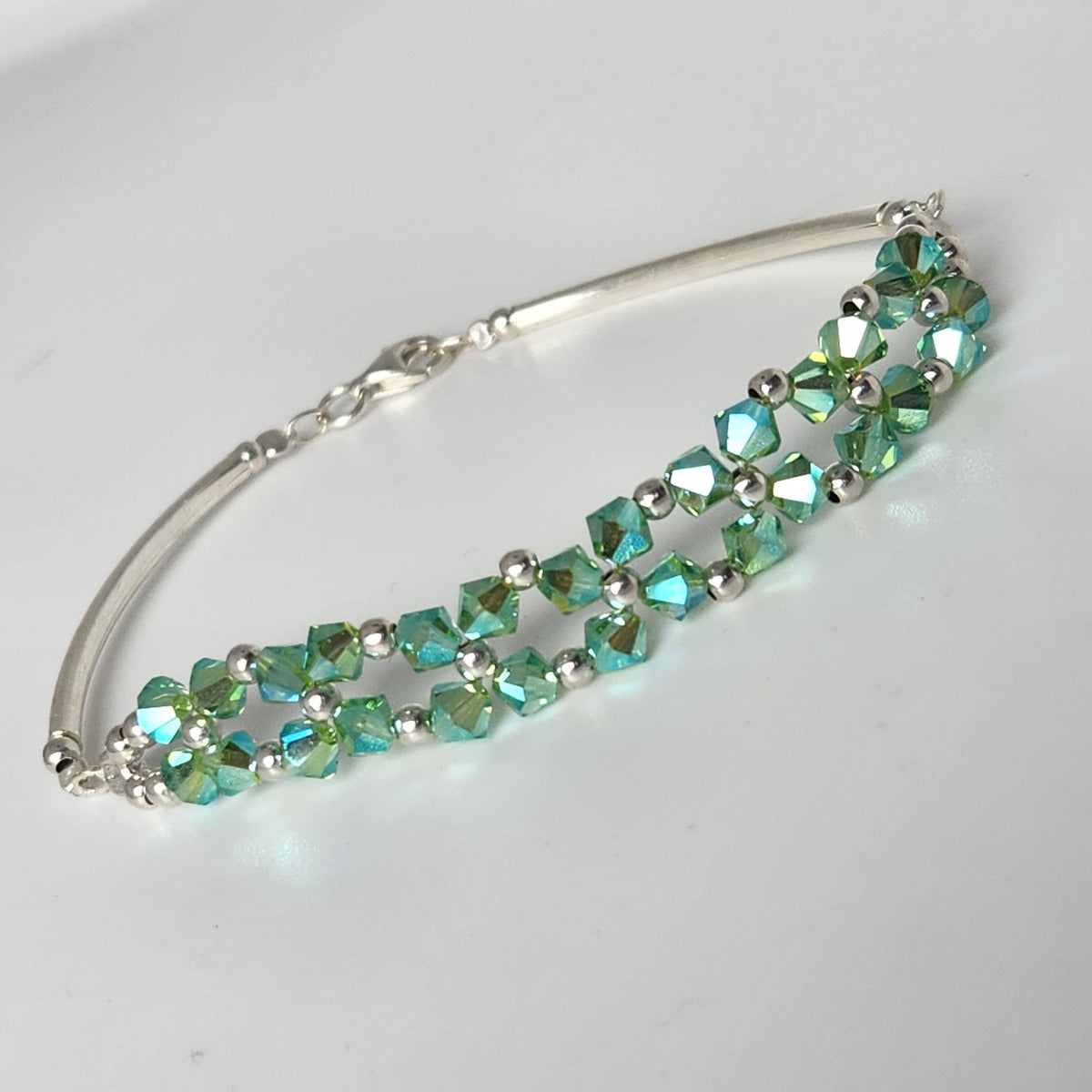 Pulsera FLOR Cristales Swarovski Elements 4mm Plata 925 Varios Colores