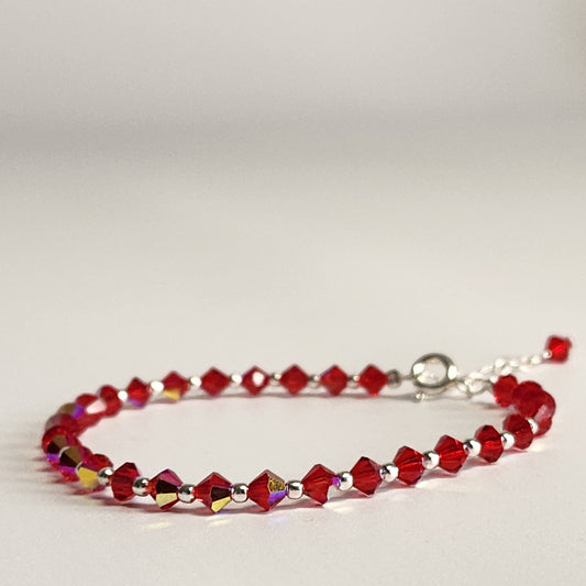 Pulsera Cristal Swarovski Elements Bolita Plata 925 Varios Colores