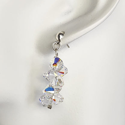 Conjunto Pulsera Anillo Aro Cristal Swarovski Elements Aurora Boreal Plata 925