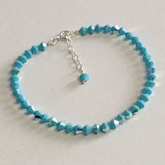 Pulsera ALMA Cristal Swarovski 4mm Turquoise ab 2X