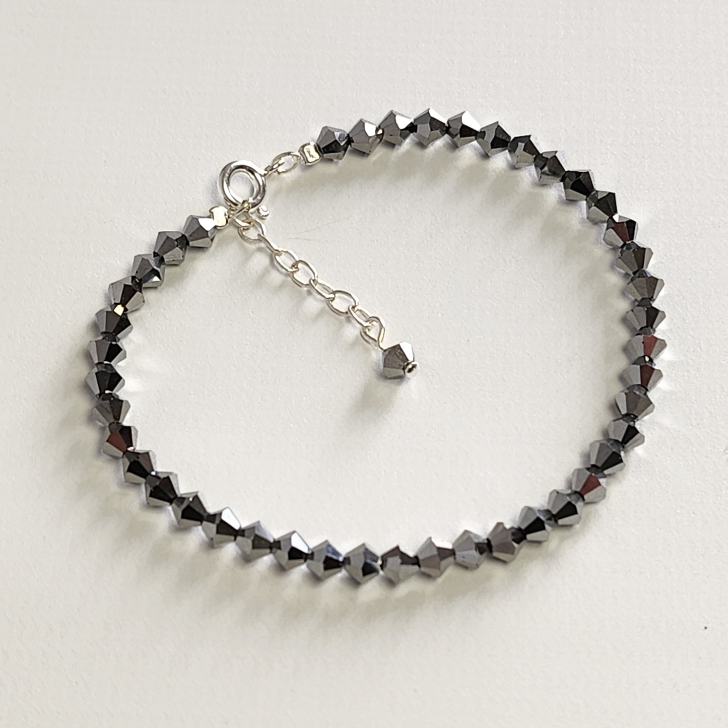 Pulsera ALMA Cristal Swarovski 4mm Jet Light Hematite Full