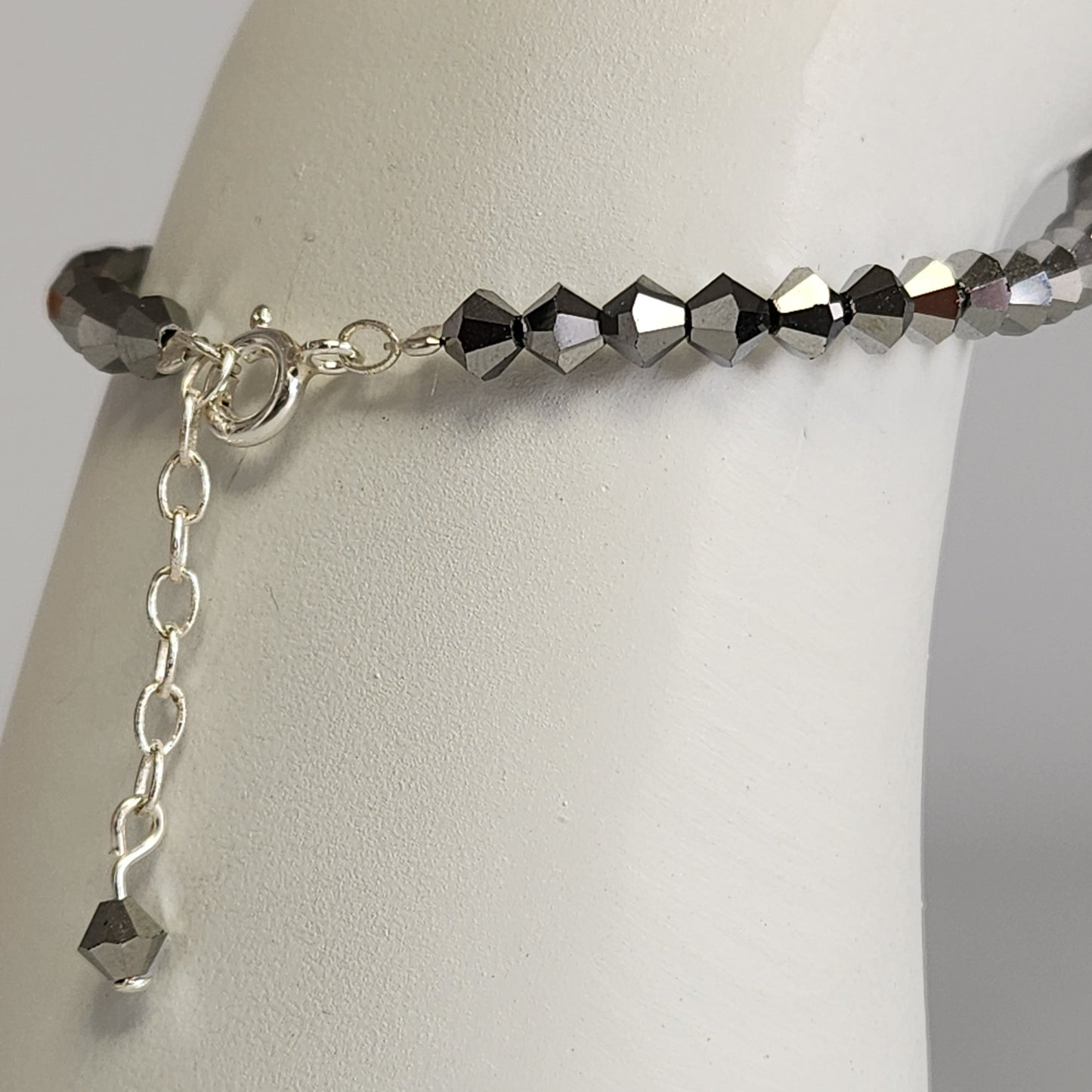 Pulsera ALMA Cristal Swarovski 4mm Jet Light Hematite Full
