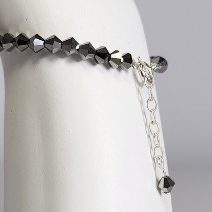 Pulsera ALMA Cristal Swarovski 4mm Jet Light Hematite Full