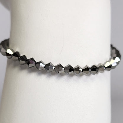 Pulsera ALMA Cristal Swarovski 4mm Jet Light Hematite Full