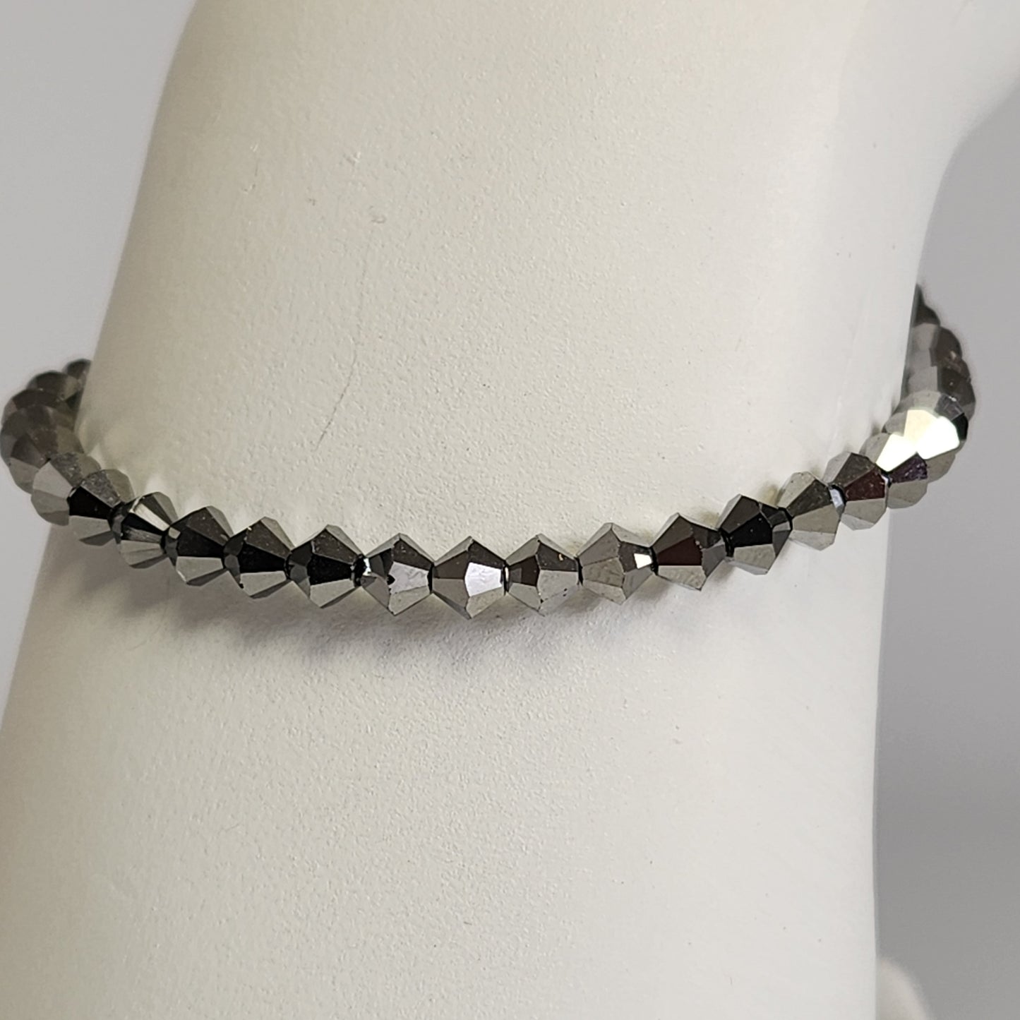 Pulsera ALMA Cristal Swarovski 4mm Jet Light Hematite Full