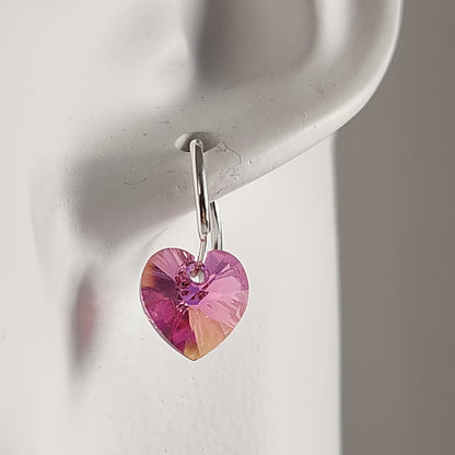 Aros Cubano Varios Colores Corazon Cristal Swarovski Elements