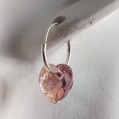 Aros Cubano Varios Colores Corazon Cristal Swarovski Elements