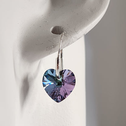 Aros Cubano Varios Colores Corazon Cristal Swarovski Elements