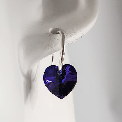 Aros Cubano Varios Colores Corazon Cristal Swarovski Elements