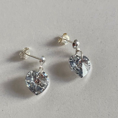 Aros Colgantes Corazón Cristal Swarovski Elements Plata 925 Varios Colores