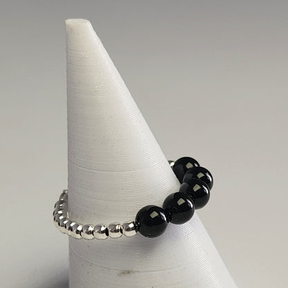Anillo Cintillo Con Perlas Y Plata 925 Elastizados