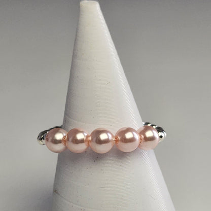 Anillo Cintillo Con Perlas Y Plata 925 Elastizados