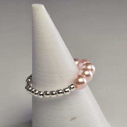 Anillo Cintillo Con Perlas Y Plata 925 Elastizados