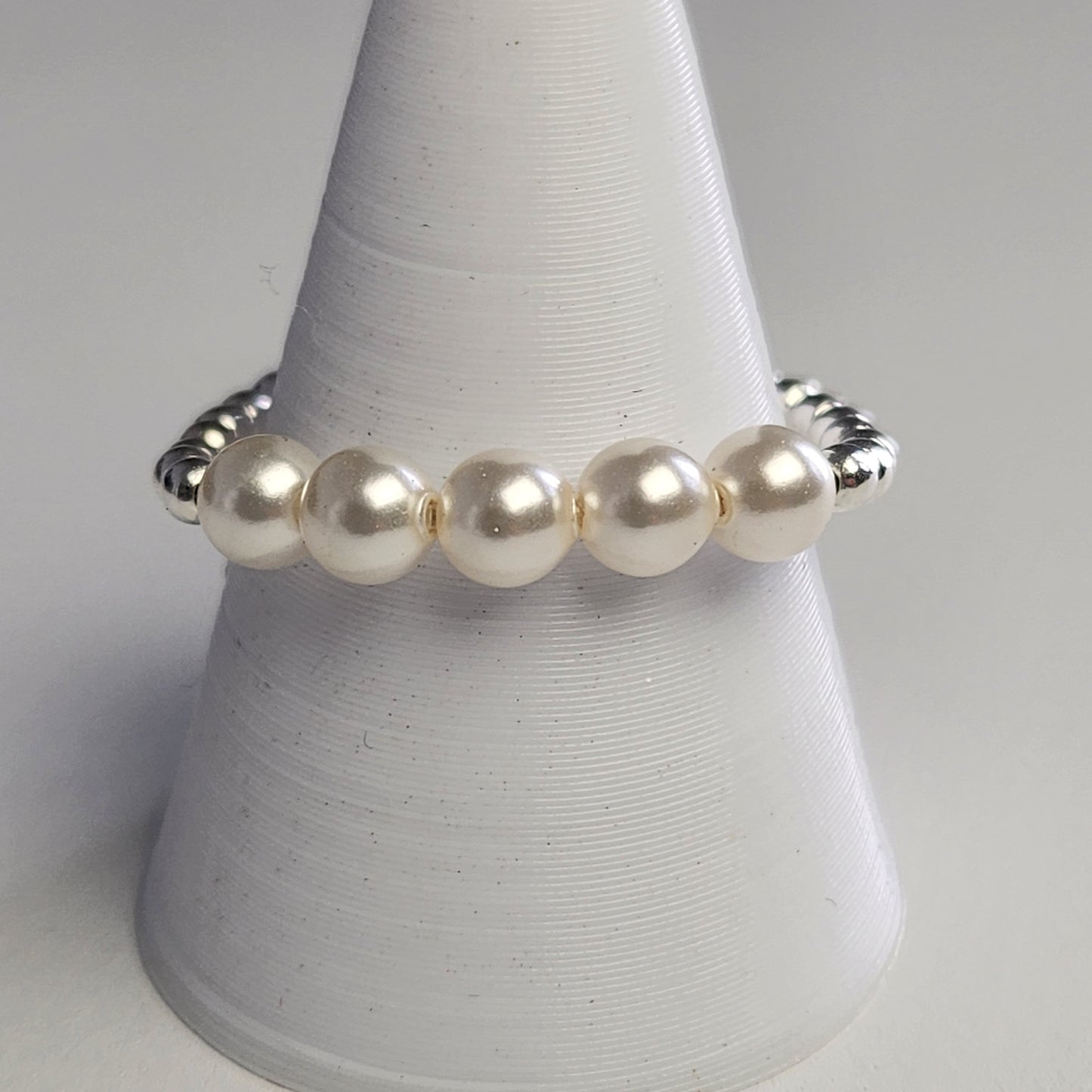 Anillo Cintillo Con Perlas Y Plata 925 Elastizados