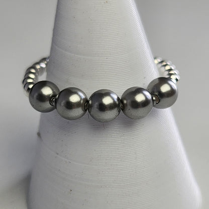 Anillo Cintillo Con Perlas Y Plata 925 Elastizados