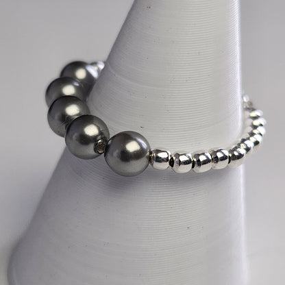Anillo Cintillo Con Perlas Y Plata 925 Elastizados