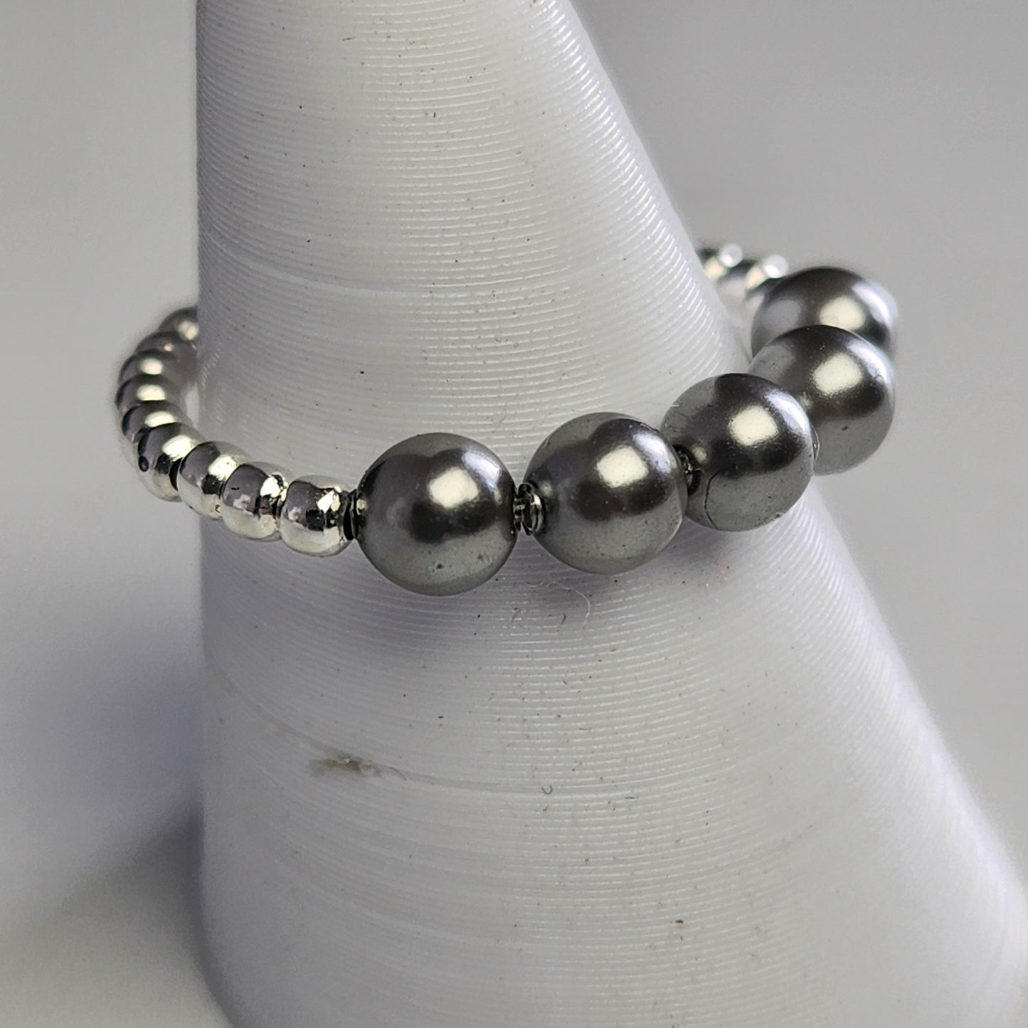 Anillo Cintillo Con Perlas Y Plata 925 Elastizados