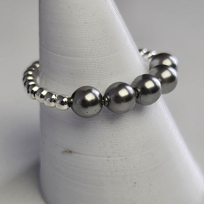 Anillo Cintillo Con Perlas Y Plata 925 Elastizados