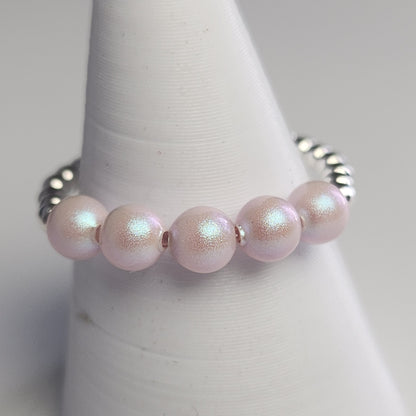 Anillo Cintillo Con Perlas Y Plata 925 Elastizados