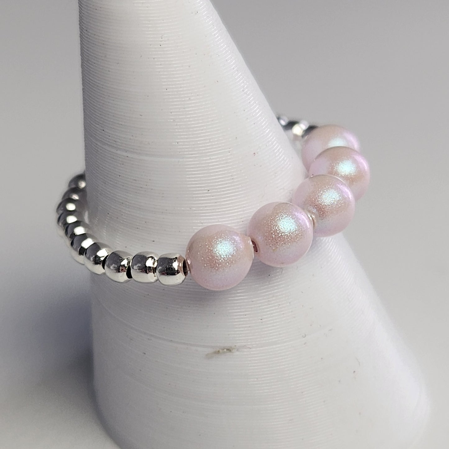 Anillo Cintillo Con Perlas Y Plata 925 Elastizados