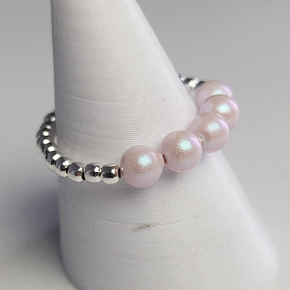 Anillo Cintillo Con Perlas Y Plata 925 Elastizados