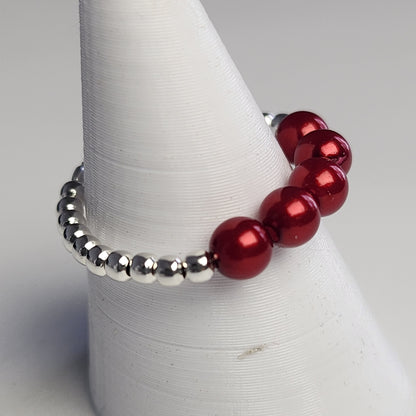 Anillo Cintillo Con Perlas Y Plata 925 Elastizados