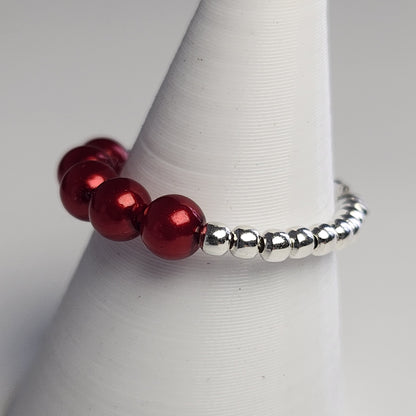 Anillo Cintillo Con Perlas Y Plata 925 Elastizados