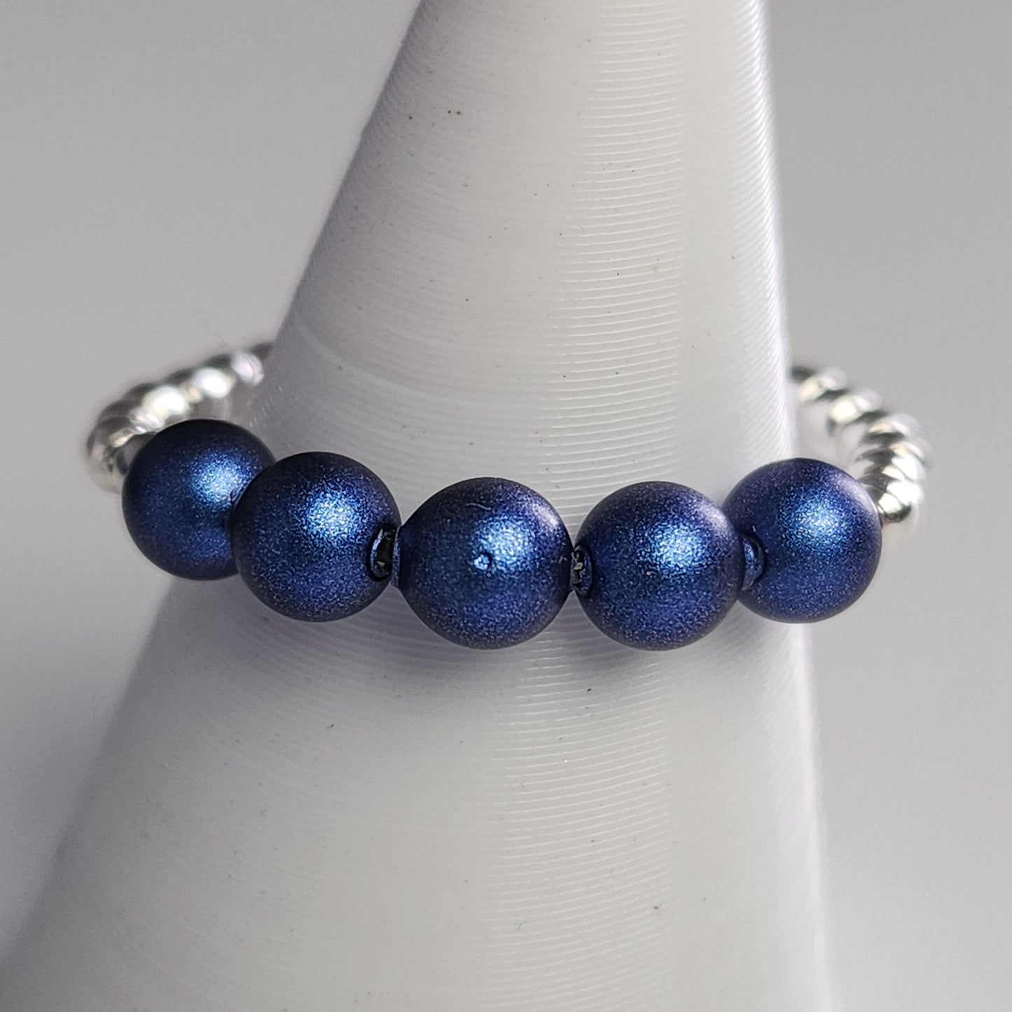 Anillo Cintillo Con Perlas Y Plata 925 Elastizados