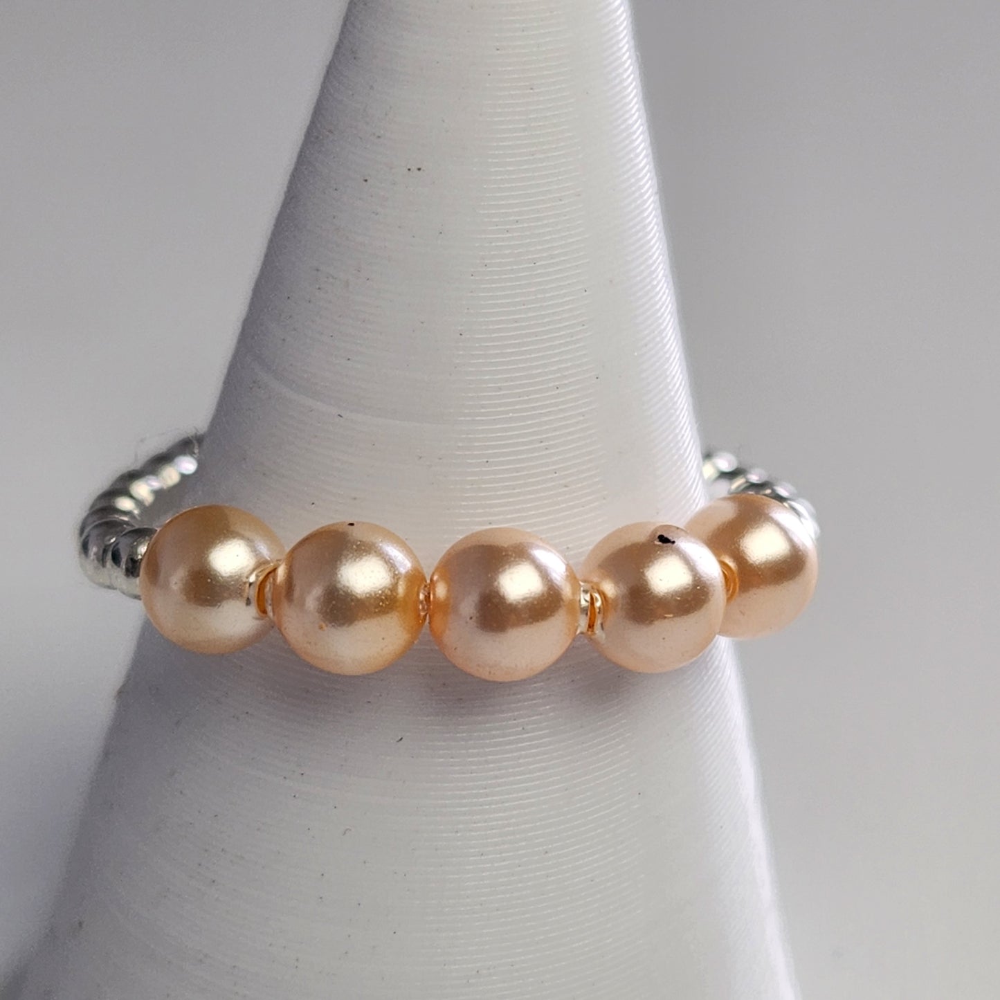 Anillo Cintillo Con Perlas Y Plata 925 Elastizados