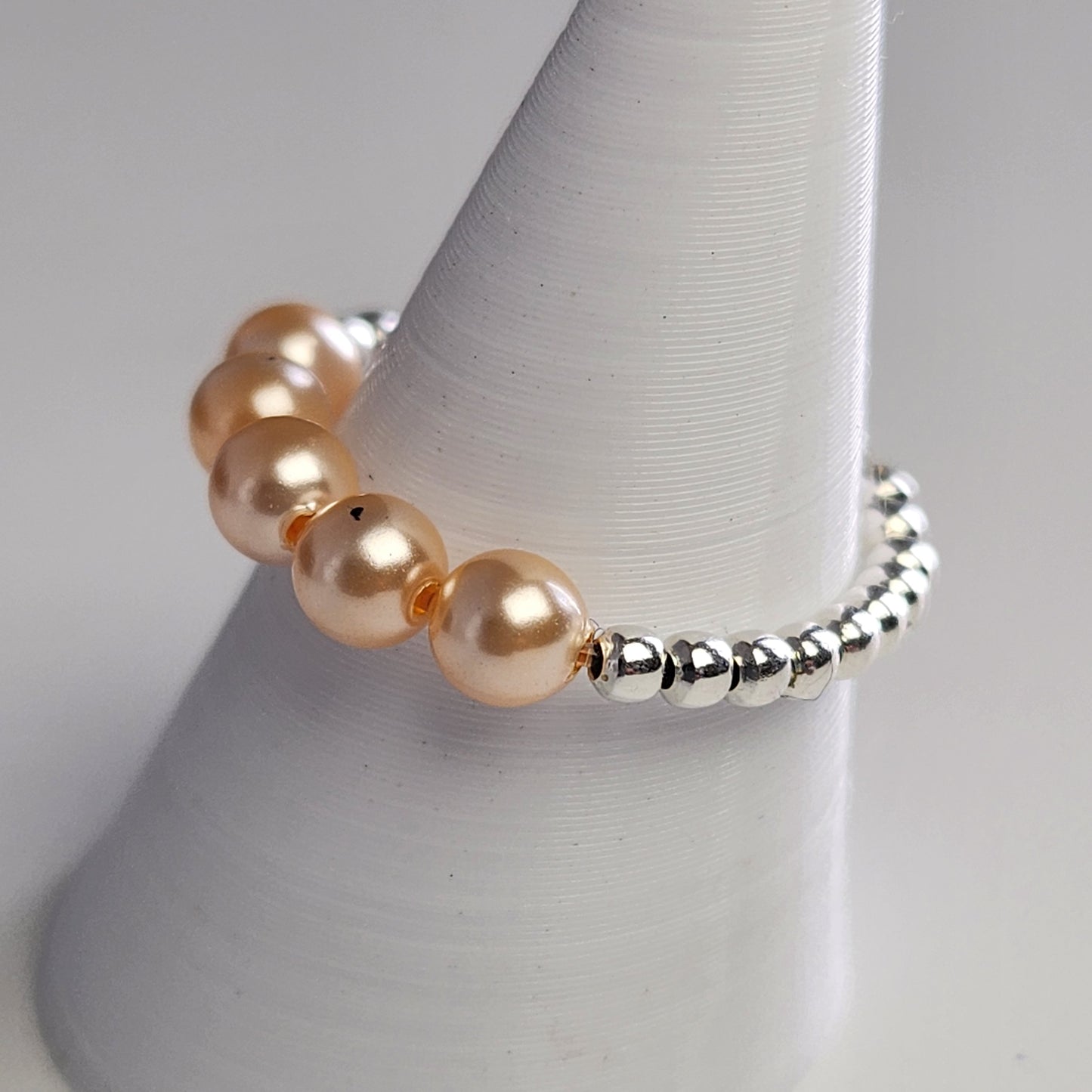 Anillo Cintillo Con Perlas Y Plata 925 Elastizados