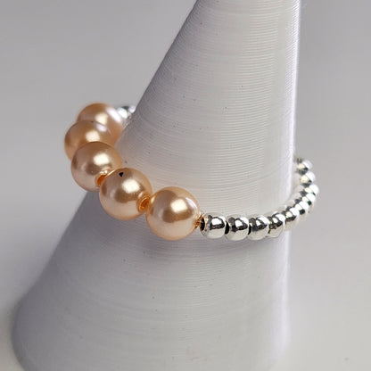 Anillo Cintillo Con Perlas Y Plata 925 Elastizados