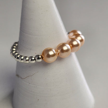 Anillo Cintillo Con Perlas Y Plata 925 Elastizados