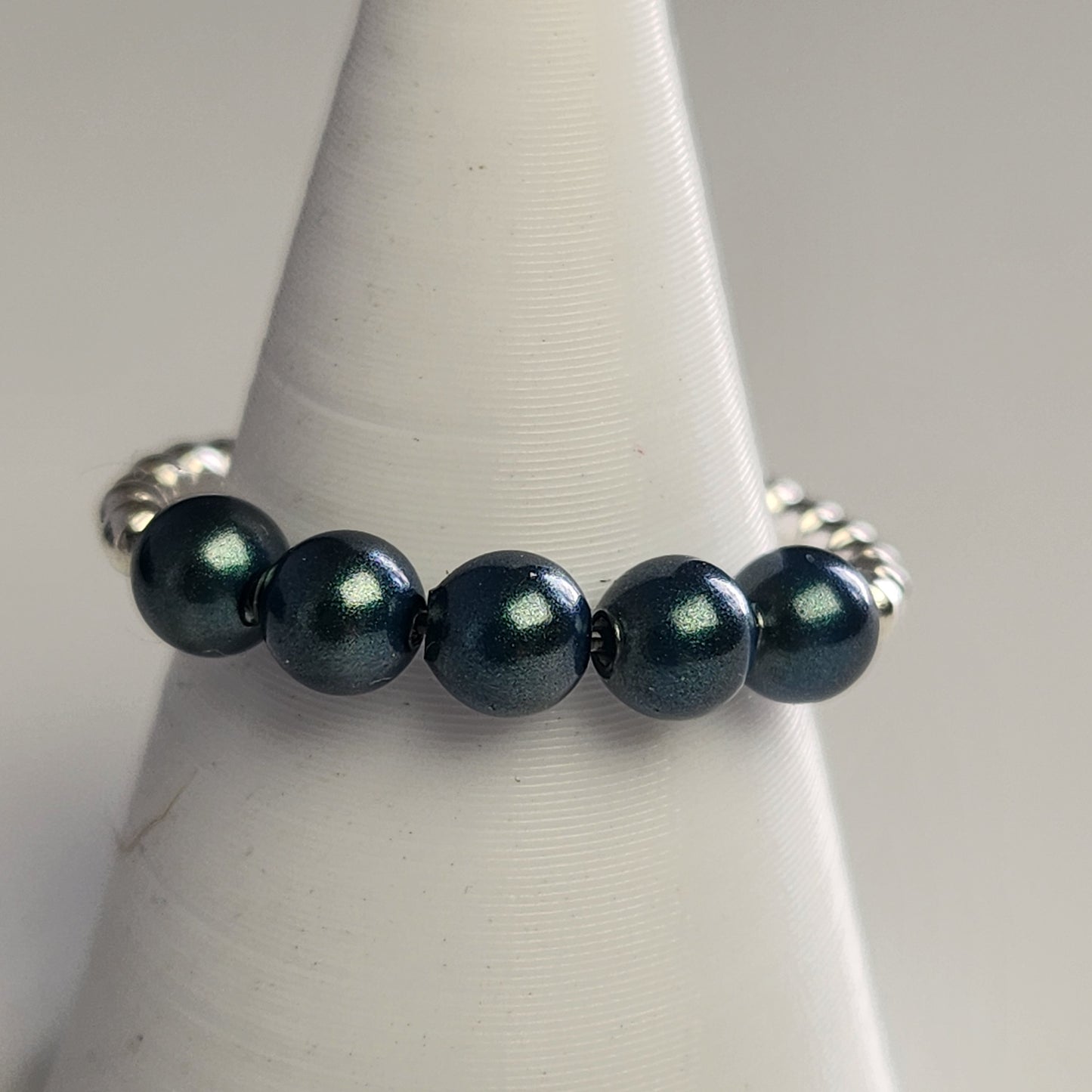 Anillo Cintillo Con Perlas Y Plata 925 Elastizados