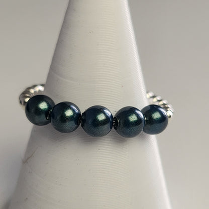 Anillo Cintillo Con Perlas Y Plata 925 Elastizados
