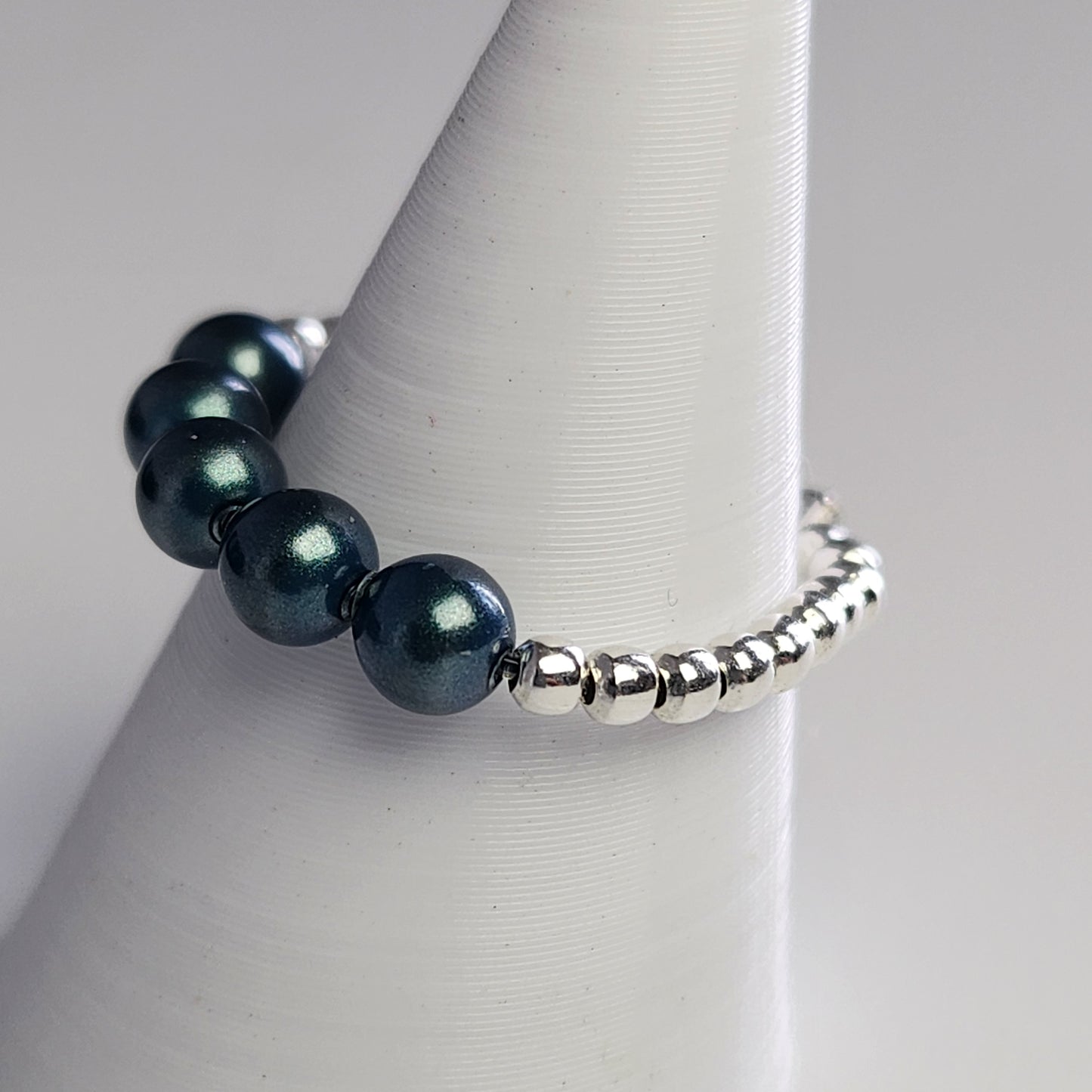 Anillo Cintillo Con Perlas Y Plata 925 Elastizados