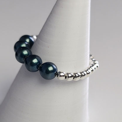 Anillo Cintillo Con Perlas Y Plata 925 Elastizados
