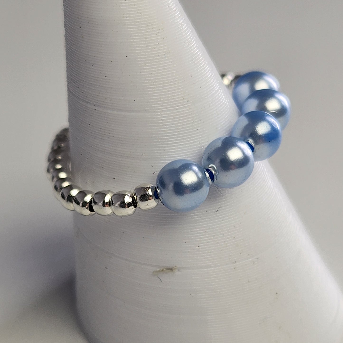 Anillo Cintillo Con Perlas Y Plata 925 Elastizados