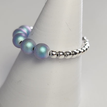 Anillo Cintillo Con Perlas Y Plata 925 Elastizados
